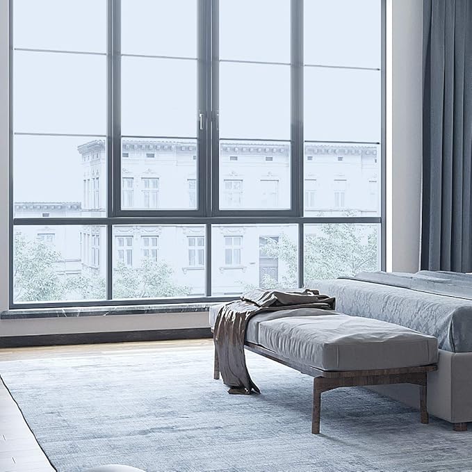 WPCTEV Reflective Window Film Mirror One Way Daytime Privacy Anti UV Static Cling Window Film Removable Decorative Screen Stickers Blue & Silver 6 Mil 29.5 Inch x 13.1 Feet