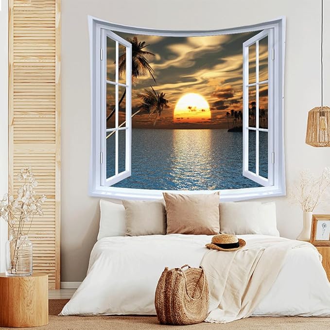 XIUYINHS Nature Forest Tapestry,Scenery Wall Mountain Tree Tapestry,for Home Office Dorm Indoor and Outdoor Decoration Large Size 59"(W) x59(L) GTCH(49)