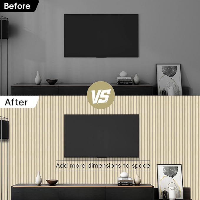 18Pack WPC Wainscoting Panels, 48.2 x 6.2 Inches 3D Accent Wall Panels for Interior Wall Decor, Fluted Wood Paneling for Living Room, TV Background, Office, Bedroom(Oak)