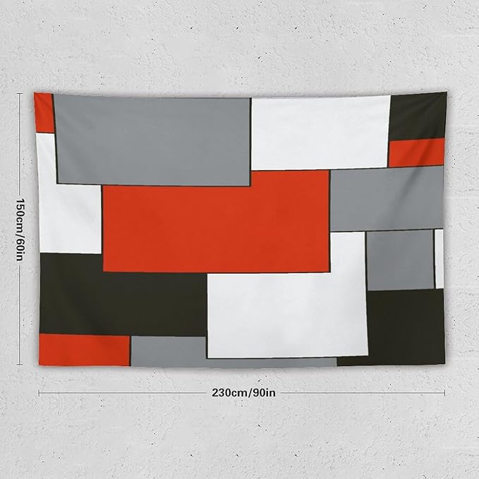 ZhiRain Red Tapestry Wall Hanging Modern Black And Gray Tapestries Home Decor for Living Room Bedroom Farmhouse Apartment Dorm 60"x90"