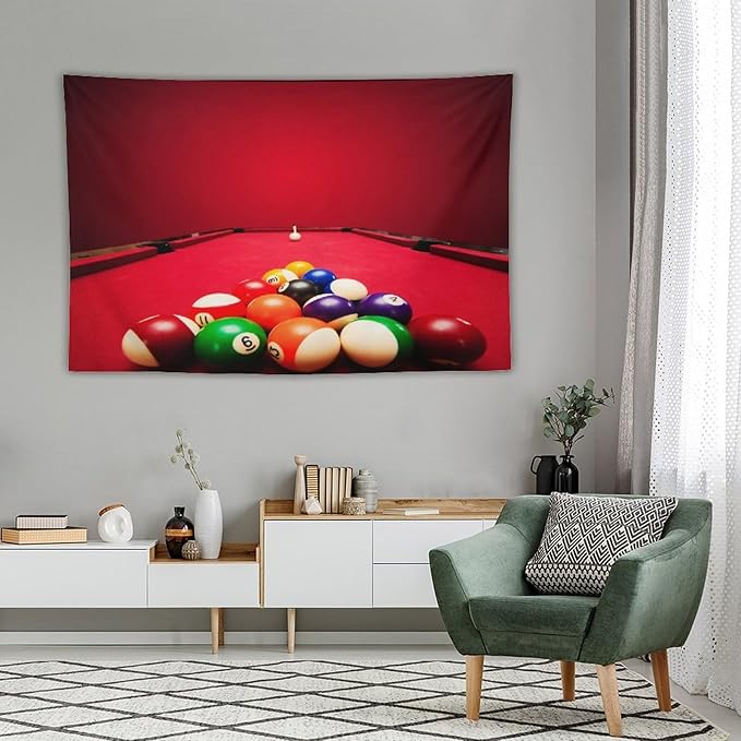 ZhiRain Billiard Tapestry Wall Hanging Recreational Indoor Billiards Game Printed Tapestries Home Decor for Living Room Bedroom Farmhouse Apartment Dorm 40"x60"