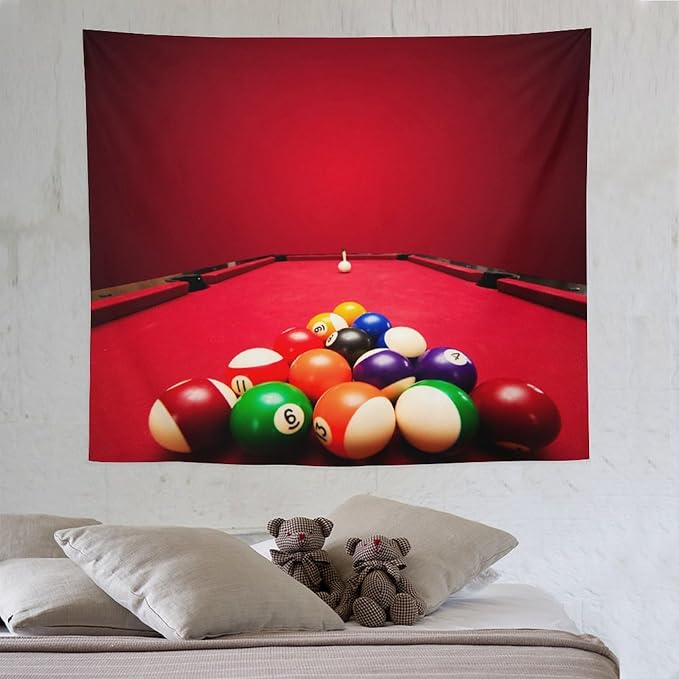 ZhiRain Billiard Tapestry Wall Hanging Recreational Indoor Billiards Game Printed Tapestries Home Decor for Living Room Bedroom Farmhouse Apartment Dorm 50"x60"