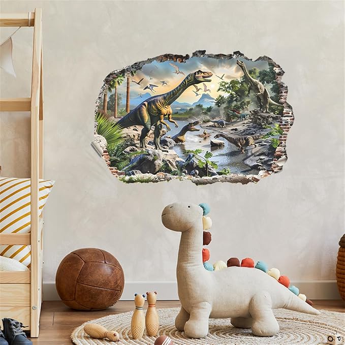 WALLMEII Safari Animals Wall Decor Decals Wall-Breaking Dinosaur World Jungle Animal Wall Stickers Removable Peel and Stick Baby Nursery Kids Boys Bedroom Living Room Art Murals Decoration