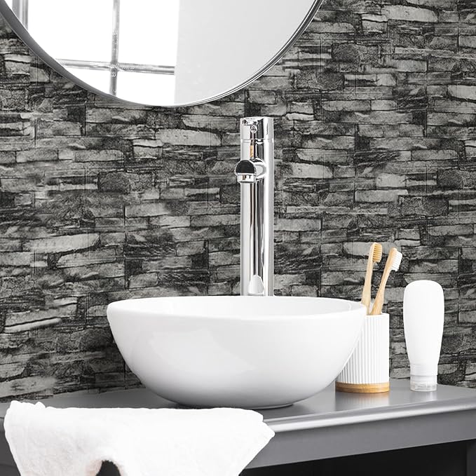 10PCS 3D Wall Panels Peel and Stick Foam, Self-Adhesive Decorative 3D Brick Wallpaper Wall Covering, Faux Stone Wall Panel Foam Brick for Living Room, Kitchen, Bathroom