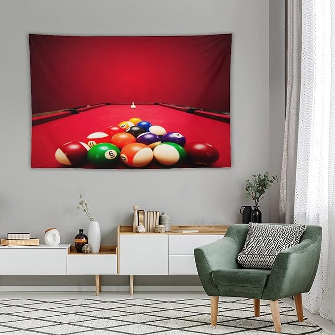 ZhiRain Billiard Tapestry Wall Hanging Recreational Indoor Billiards Game Printed Tapestries Home Decor for Living Room Bedroom Farmhouse Apartment Dorm 60"x90"