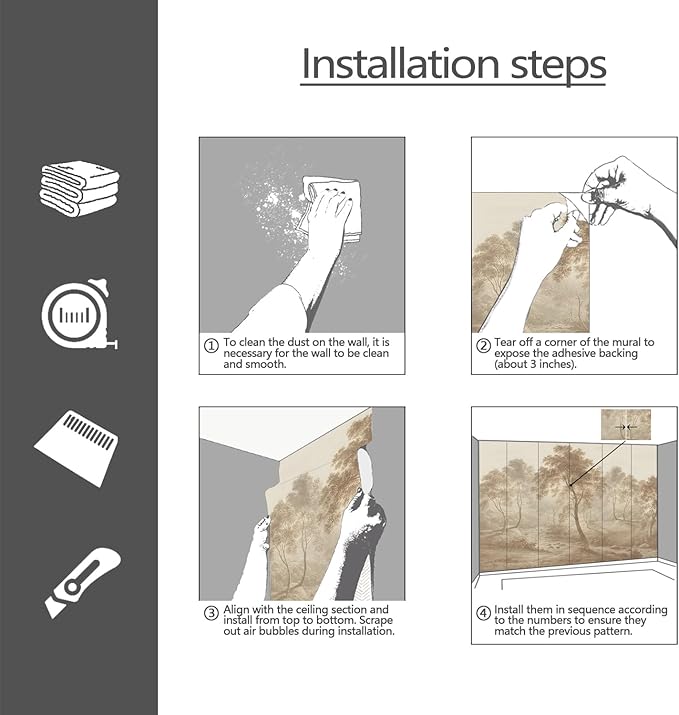 YQWDMX - Peel and Stick Vintage Forest Wallpaper Tropical Jungle murals for Bedroom ZY10 M