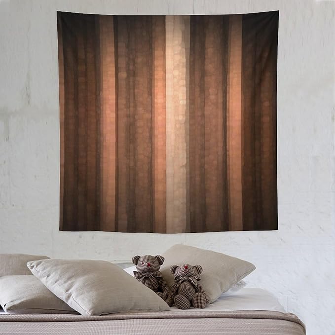ZhiRain Brown Gradient Tapestry Wall Hanging Cool Glass Texture And Vintage Stripe Art Tapestries Home Decor for Living Room Bedroom Apartment Farmhouse Dorm 60"x60"