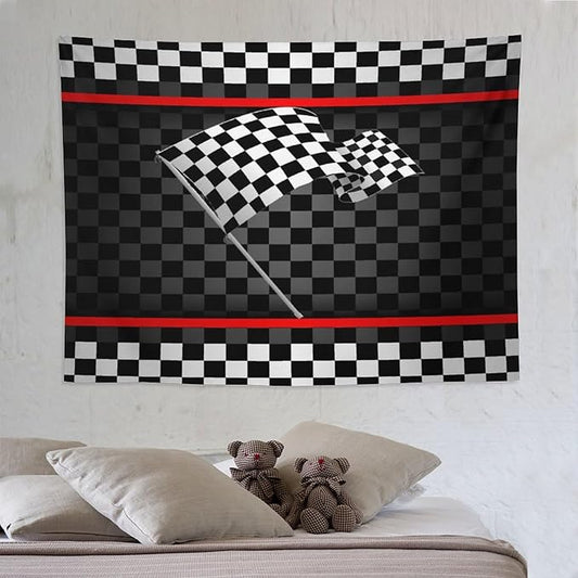 ZhiRain Racing Car Kids Tapestry Wall Hanging Boys Construction Vehicles Racing Flag Tapestries Home Decor for Living Room Bedroom Apartment Farmhouse Dorm 60"x80"