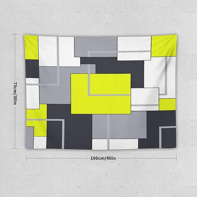 ZhiRain Yellow Gray Tapestry Wall Hanging Modern Black White Geometric Abstract Aesthetic Tapestries Home Decor for Living Room Bedroom Farmhouse Apartment Dorm 30"x40"