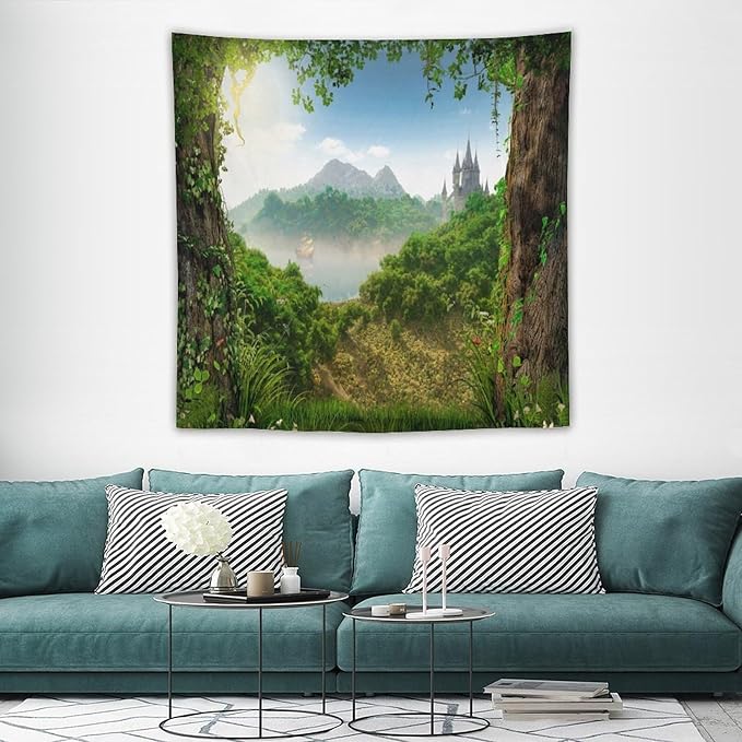 ZhiRain Fantasy Forest Tapestry Wall Hanging Beautiful Enchanting Fairy Tale Woodland Tapestries Home Decor for Living Room Bedroom Farmhouse Apartment Dorm 60"x60"