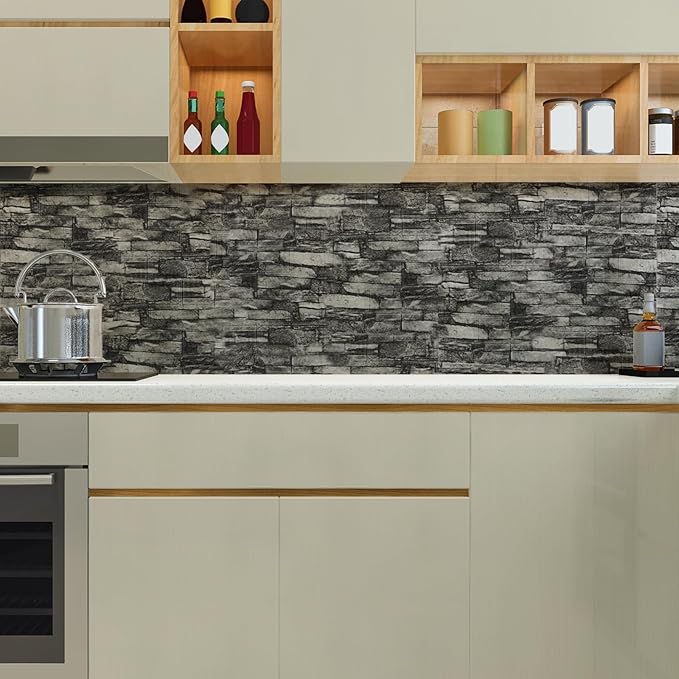 20PCS 3D Wall Panels Peel and Stick Foam, Self-Adhesive Decorative 3D Brick Wallpaper Wall Covering, Faux Stone Wall Panel Foam Brick for Living Room, Kitchen, Bathroom