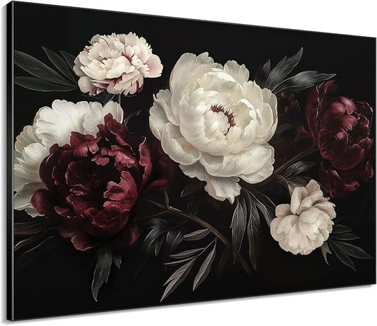 46"x60" XL Framed Wall Art - Decor Classic Dark Floral Bouquet (Frame Assembly Required)