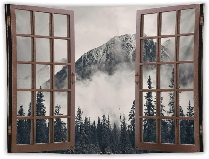 ZhiRain National Parks Landscape Tapestry Wall Hanging Canadian Smokey Mountain Cliff Outdoors Scenery Tapestries Home Decor for Living Room Bedroom Apartment Farmhouse Dorm 60"x80"