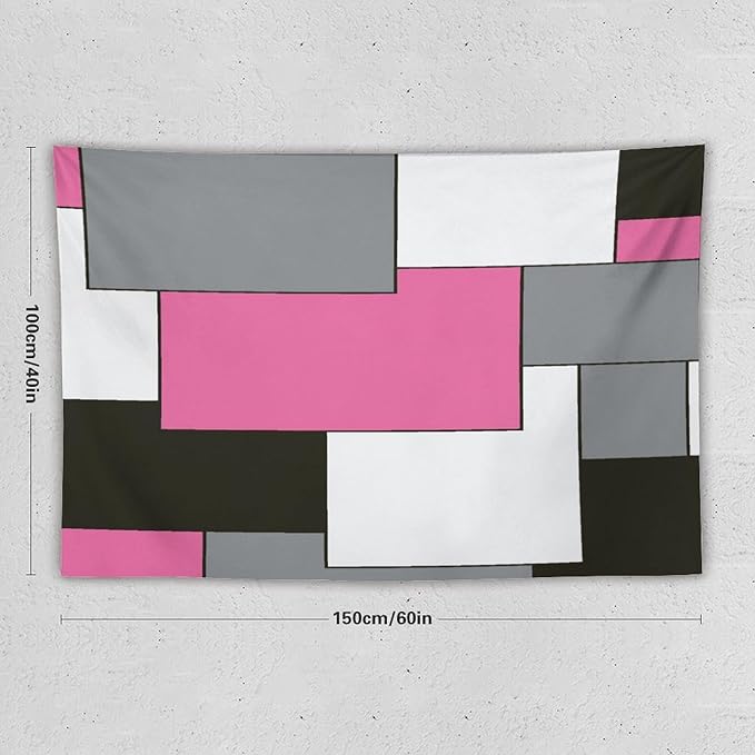ZhiRain Modern Pink Tapestry Wall Hanging Pink And Gray Black Tapestries Home Decor for Living Room Bedroom Farmhouse Apartment Dorm 40"x60"