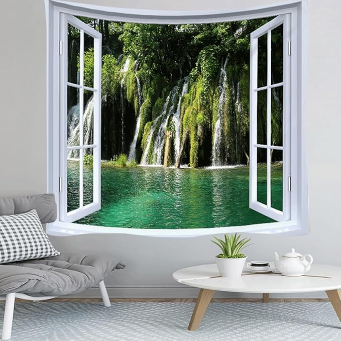 XIUYINHS Nature Forest Tapestry Scenery Wall Mountain Tree Tapestry,for Home Office Dorm Indoor and Outdoor Decoration Large Size 59" W x59 L GTCH(76)