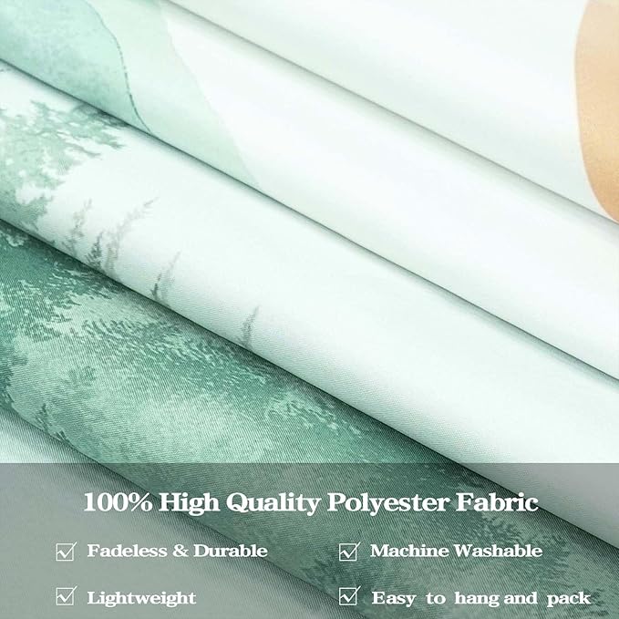 Accnicc Misty Forest Mountain Tapestry Sage Green Nature Pine Tree Wall Tapestry for Bedroom Aesthetic Watercolor Woods Lake Large Tapestries Wall Hanging for Living Room Dorm Decor 80 x 60 Inch