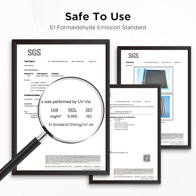 Wood Slat Acoustic Panels, 94" x 23.6" Each Soundpoof Wooden Slat Wall Panel, Classic Black, 2 Pack