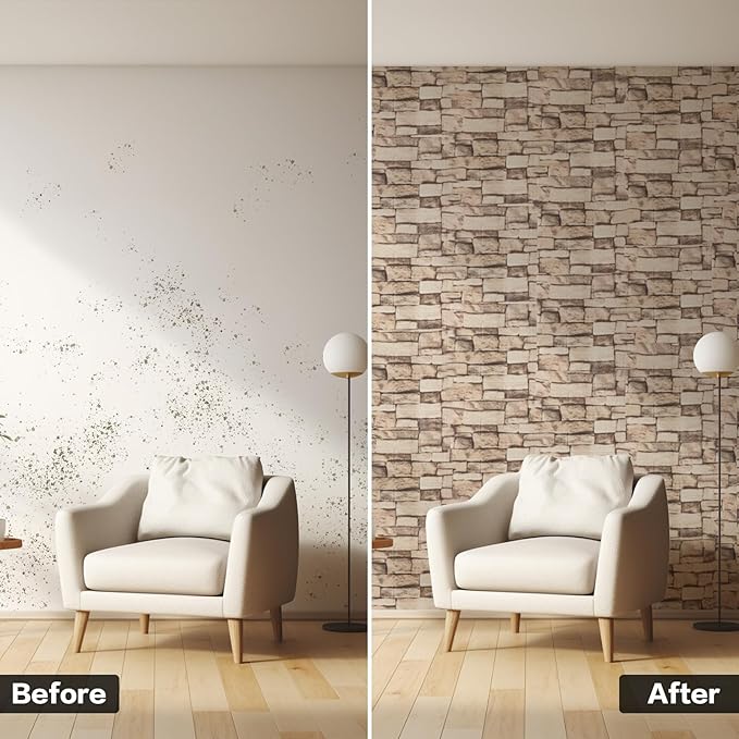 30PCS 3D Wall Panels Peel and Stick Foam, Self-Adhesive Decorative 3D Brick Wallpaper Wall Covering, Faux Stone Wall Panel Foam Brick for Living Room, Kitchen, Bathroom