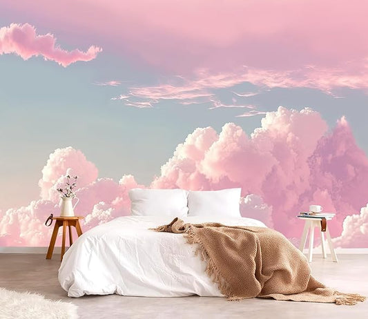 YQWDMX - 3D Pink Cloud Peel and Stick Wallpaper Wall Mural Girl Kid's Room ZY08 M