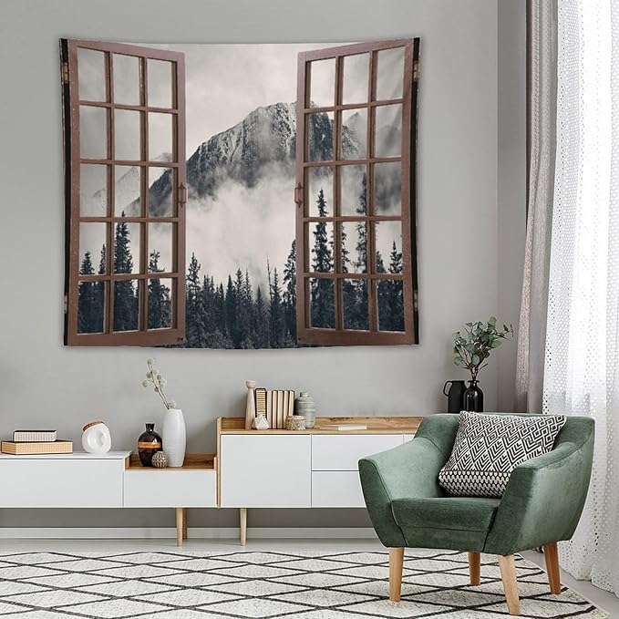 ZhiRain National Parks Landscape Tapestry Wall Hanging Canadian Smokey Mountain Cliff Outdoors Scenery Tapestries Home Decor for Living Room Bedroom Apartment Farmhouse Dorm 50"x60"