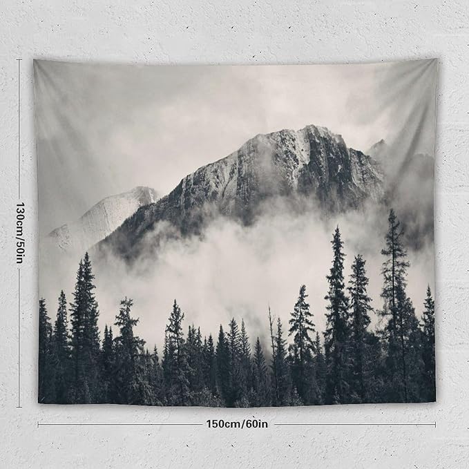 ZhiRain National Parks Tapestry Wall Hanging Canadian Smokey Mountain Cliff Outdoors Scenery Tapestries Home Decor for Living Room Bedroom Apartment Farmhouse Dorm 50"x60"