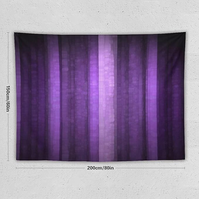 ZhiRain Purple Striped Tapestry Wall Hanging Abstract Mosaic Glass Texture And Dark Stripe Modern Neon Purple Art Tapestries Home Decor for Living Room Bedroom Apartment Farmhouse 60"x80"