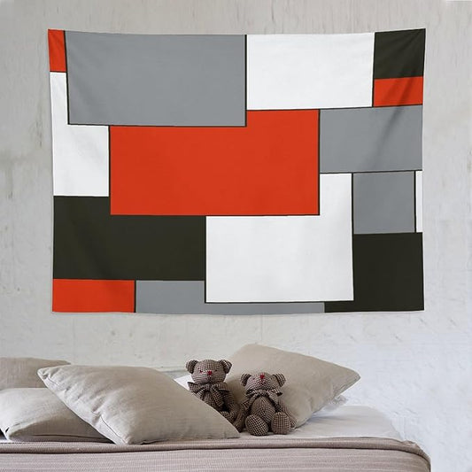 ZhiRain Red Tapestry Wall Hanging Modern Black And Gray Tapestries Home Decor for Living Room Bedroom Farmhouse Apartment Dorm 60"x80"