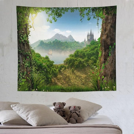 ZhiRain Fantasy Forest Tapestry Wall Hanging Beautiful Enchanting Fairy Tale Woodland Tapestries Home Decor for Living Room Bedroom Farmhouse Apartment Dorm 50"x60"