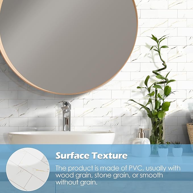 1-Pack Peel and Stick Tile Backsplash 12"X12" PVC Wall Tiles, Stick on Backsplash for Kitchen, Bathroom Tile, Fireplace Décor, Laundry Table, Stair Decals in Polished Carat Gold