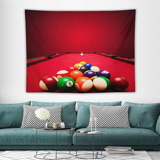 ZhiRain Billiard Tapestry Wall Hanging Recreational Indoor Billiards Game Printed Tapestries Home Decor for Living Room Bedroom Farmhouse Apartment Dorm 60"x80"