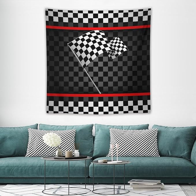 ZhiRain Racing Car Kids Tapestry Wall Hanging Boys Construction Vehicles Racing Flag Tapestries Home Decor for Living Room Bedroom Apartment Farmhouse Dorm 60"x60"