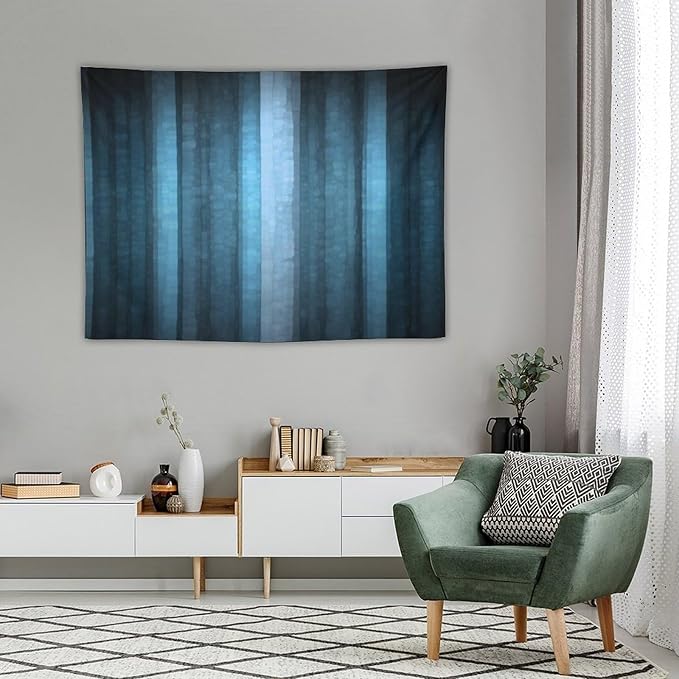 ZhiRain Blue Striped Tapestry Wall Hanging Modern Elegant Neon Blue Abstract Mosaic Glass Texture Dark Stripe Art Tapestries Home Decor for Living Room Bedroom Apartment Farmhouse 30"x40"