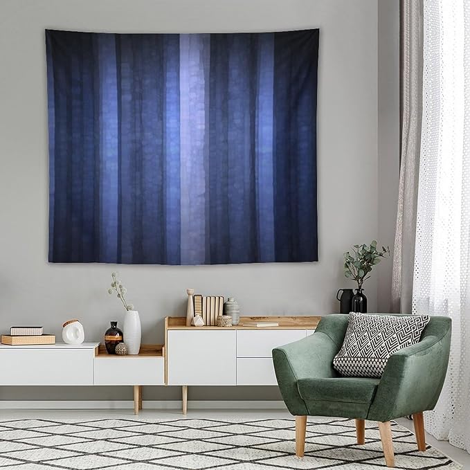 ZhiRain Navy Blue Tapestry Wall Hanging Abstract Modern Navy Blue Cool Glass Texture Ombre Tapestries Home Decor for Living Room Bedroom Apartment Farmhouse Dorm 50"x60"