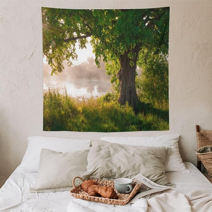ZhiRain Tree Tapestry Wall Hanging Green Jungle Trees Nature Landscape Tapestries Home Decor for Living Room Bedroom Apartment Farmhouse Dorm 60"x60"
