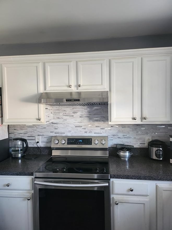 Yipscazo 20 Sheets Peel and Stick Stone Metal Backsplash, PVC Wall Tiles Stick on Tiles for Backsplash Kitchen, Bathroom, Laundry Room, Camper, Fireplace