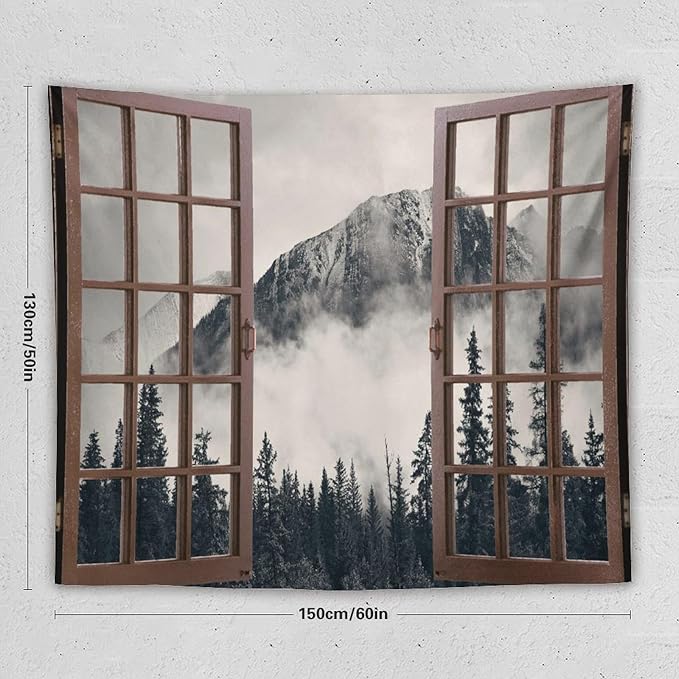 ZhiRain National Parks Landscape Tapestry Wall Hanging Canadian Smokey Mountain Cliff Outdoors Scenery Tapestries Home Decor for Living Room Bedroom Apartment Farmhouse Dorm 50"x60"