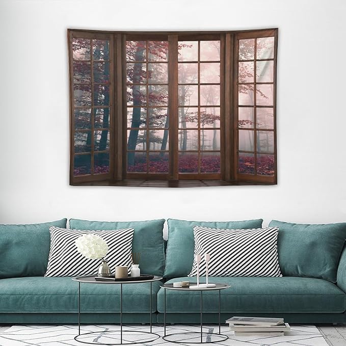 ZhiRain Forest Landscape Tapestry Wall Hanging Autumn Mystic Foggy Fall Nature Scenery Woods Wild Trees Tapestries Home Decor for Living Room Bedroom Apartment Farmhouse Dorm 30"x40"