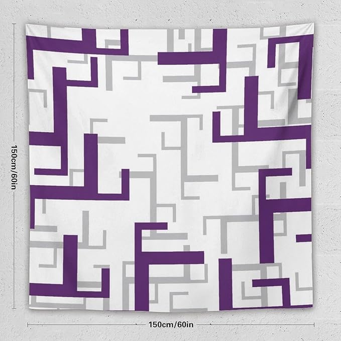 ZhiRain Purple And White Tapestry Wall Hanging Modern Geometric Spa Tapestries Home Decor for Living Room Bedroom Farmhouse Apartment Dorm 60"x60"