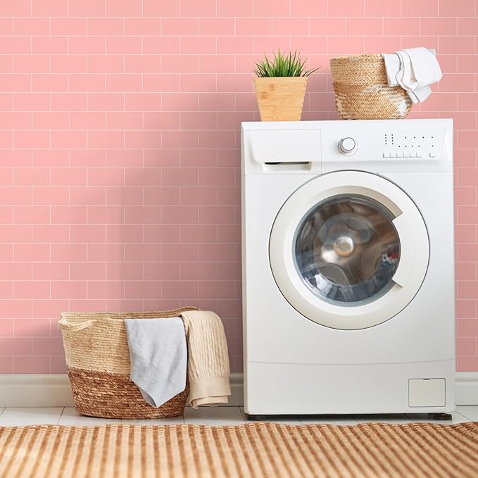 Yipscazo Peel and Stick backsplash 3 x 6 Inches 3D PVC Composite Wall Tile Stick on Backsplash Tile for Kitchen Bathroom, Laundry Room, Fireplace(Pink, 160 Pieces)