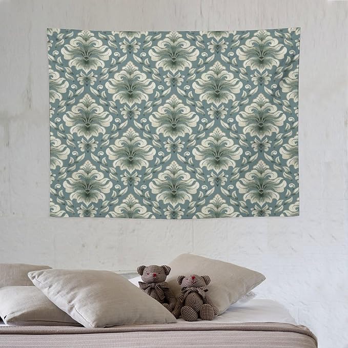ZhiRain Retro Damask Tapestry Wall Hanging Gothic Vintage Baroque Classic Pattern Tapestries Home Decor for Living Room Bedroom Farmhouse Apartment Dorm 30"x40"