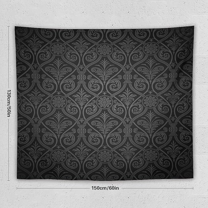 ZhiRain Damask Tapestry Wall Hanging Antique Baroque Pattern with Mild Ombre Shade Gothic Victorian Style Tapestries Home Decor for Living Room Bedroom Farmhouse Apartment Dorm 50"x60"