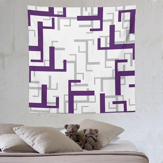 ZhiRain Purple And White Tapestry Wall Hanging Modern Geometric Spa Tapestries Home Decor for Living Room Bedroom Farmhouse Apartment Dorm 60"x60"
