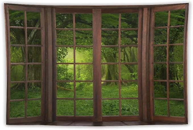 ZhiRain Landscape Forest Tapestry Wall Hanging Tropical Jungle Green Trees Foliage Woodland Nature Tapestries Home Decor for Living Room Bedroom Apartment Farmhouse Dorm 40"x60"