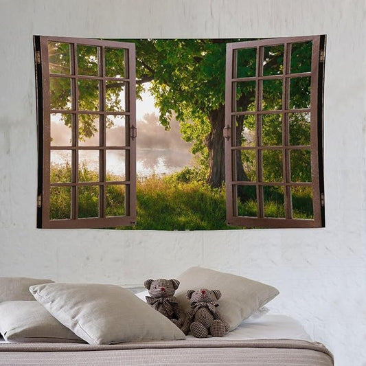 ZhiRain Tree Tapestry Wall Hanging Green Jungle Trees Nature Landscape Tapestries Home Decor for Living Room Bedroom Apartment Farmhouse Dorm 40"x60"