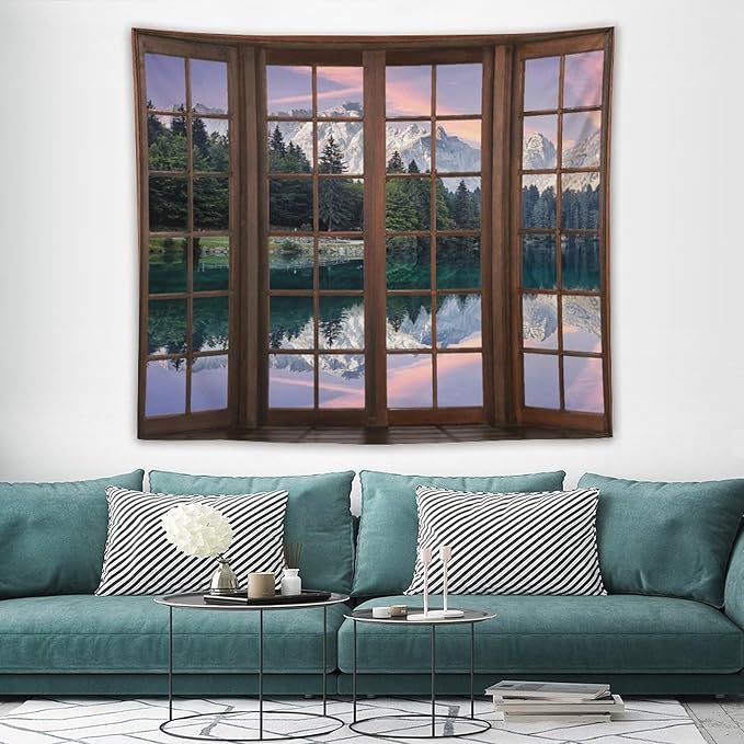 ZhiRain Beautiful Highlands Landscape Tapestry Wall Hanging Mountains Lake Colorful Sky Sunny Day Sunset Tapestries Home Decor for Living Room Bedroom Apartment Farmhouse Dorm 50"x60"