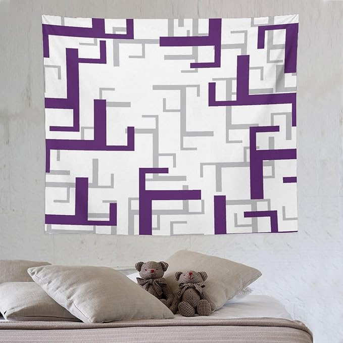 ZhiRain Purple And White Tapestry Wall Hanging Modern Geometric Spa Tapestries Home Decor for Living Room Bedroom Farmhouse Apartment Dorm 50"x60"