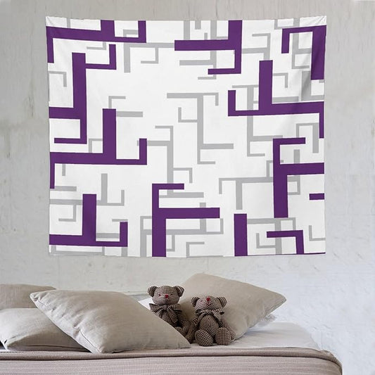 ZhiRain Purple And White Tapestry Wall Hanging Modern Geometric Spa Tapestries Home Decor for Living Room Bedroom Farmhouse Apartment Dorm 50"x60"