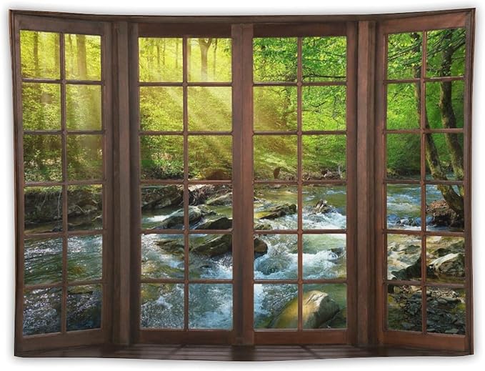 ZhiRain Spring Forest Nature Landscape Tapestry Wall Hanging Beautiful Stream River Rocks Mountain Forest Tapestries Home Decor for Living Room Bedroom Apartment Farmhouse Dorm 30"x40"