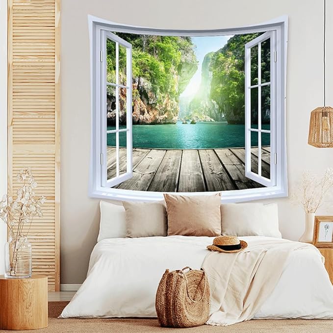 XIUYINHS Nature Forest Tapestry,Scenery Wall Mountain Tree Tapestry,for Home Office Dorm Indoor and Outdoor Decoration Large Size 59"(W) x59(L) GTCH(68)