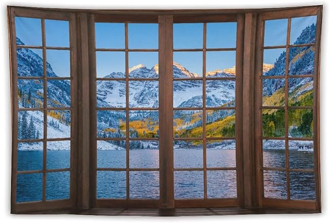 ZhiRain Snow Mountain Lake Landscape Tapestry Wall Hanging Colorado Winter Nature Scenery Tapestries Home Decor for Living Room Bedroom Apartment Farmhouse Dorm 40"x60"